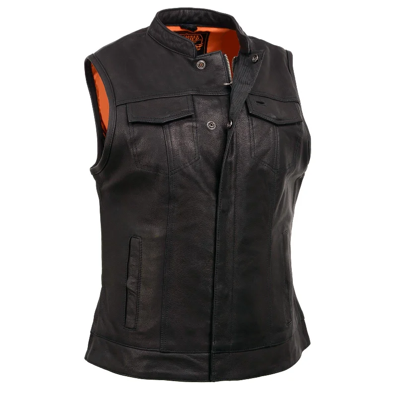 Milwaukee Leather Women’s Lashes Black Leather Club Style Motorcycle Rider Vest w/ Concealed Closure MLL4512 Vintage Women's 1970S Milwaukee Leather Women’s Lashes Black Leather Club Style Motorcycle Rider Vest w/ Concealed Closure MLL4512 Vintage Women's 1970S