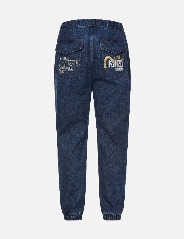 Cast Shadow Effect Logo Embroidered Cropped Straight Fit Jeans Disco
