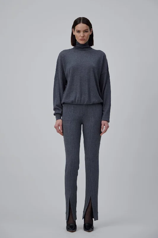 STRAIGHT HEIGHT WAISTED PANTS IN SPACE GREY Tough Women's Military - inspired