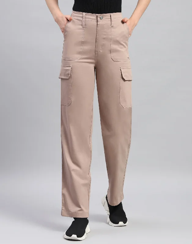 Women Khaki Solid Straight Fit Cargo Adventure