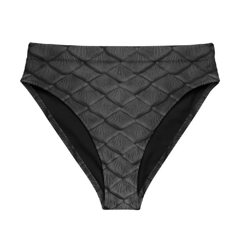 Obsidian Scale Recycled High-Waisted Bikini Bottom Earthy Women's Hemp - based