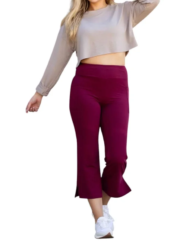 Courtney High Waisted Gaucho Pants In Maroon Scandinavian