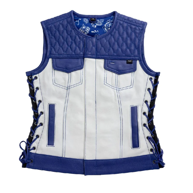 Cobalt -  Women's Motorcycle Leather Vest - Limited Edition Monochromatic All - in - one