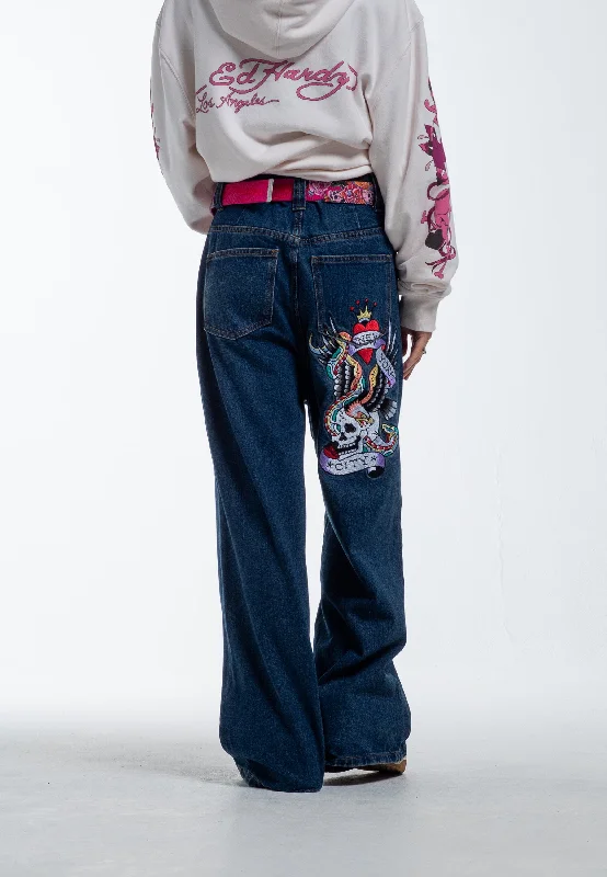 Womens Ny City Xtra Oversized Denim Trousers Jeans - Indigo garde