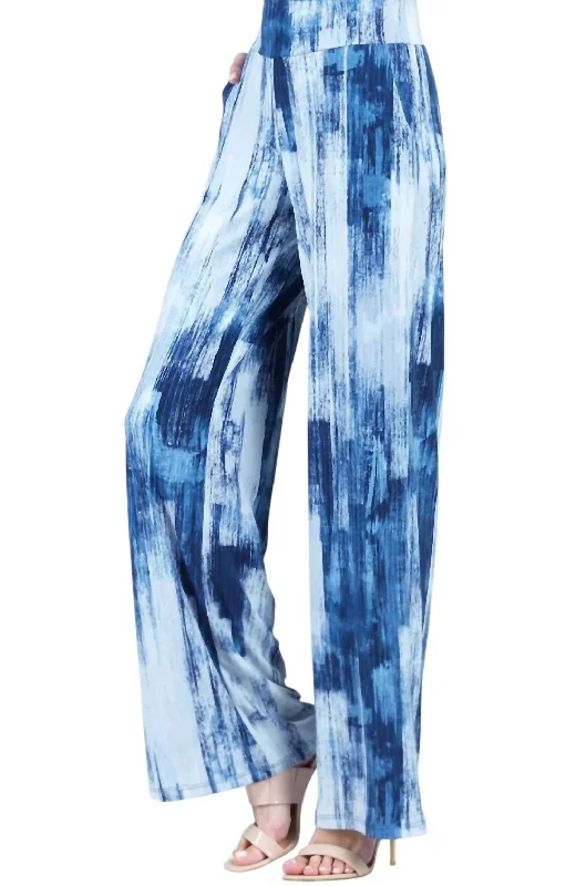 Women's Paint Stroke Wide Leg Pocket Pant In Navy/white Confident Women's High - fashion