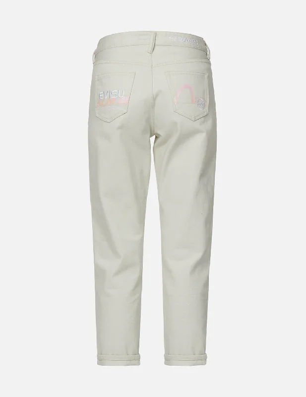 Gradient Seagull Print Relaxed Fit Jeans Women