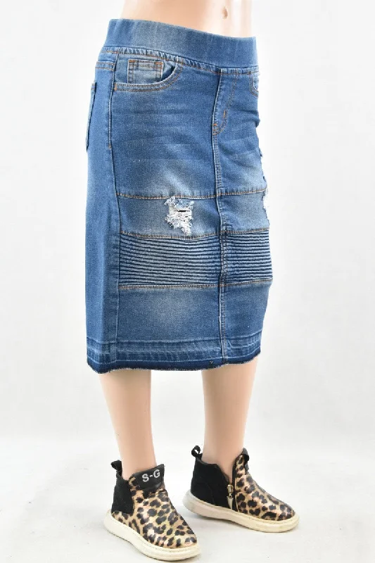 GIRLS Devyn Waistband Moto Denim in Indigo Traditional Women's Wool