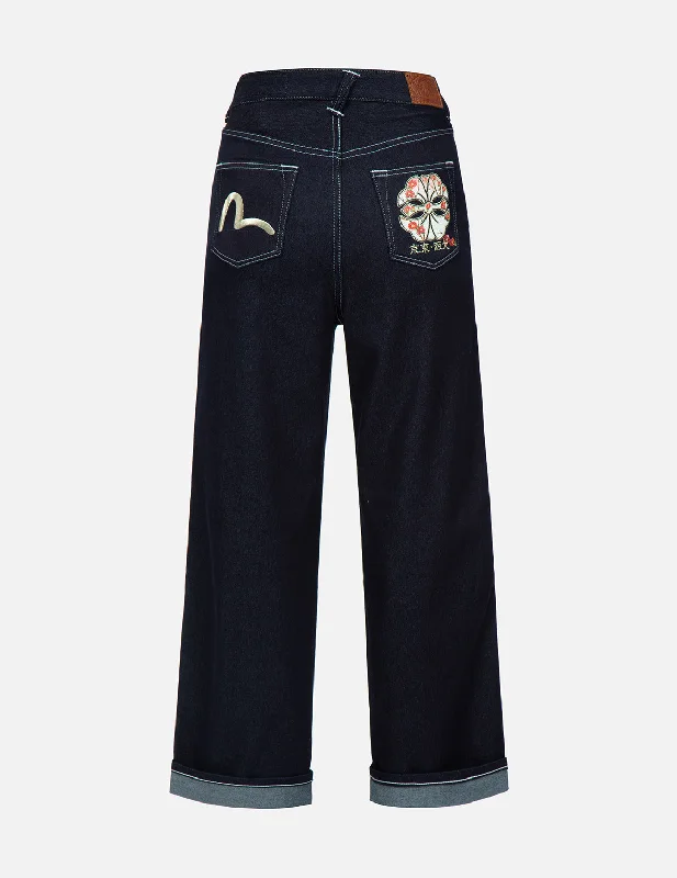 Tsubaki Kamon Appliqué Wide-Leg Jeans Dynamic Women's High - energy