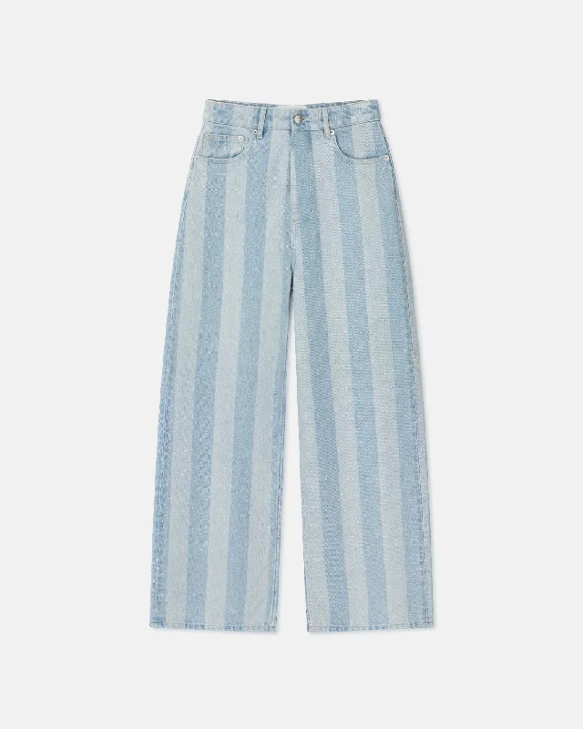 Josine - Striped Wide-Leg Jeans - Eco Light Wash Disco