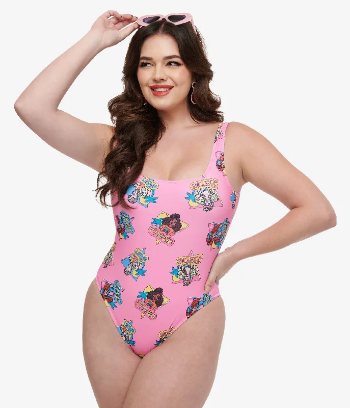 Cakeworthy Pink Barbie California Dream One Piece Swimsuit Modern Women's 