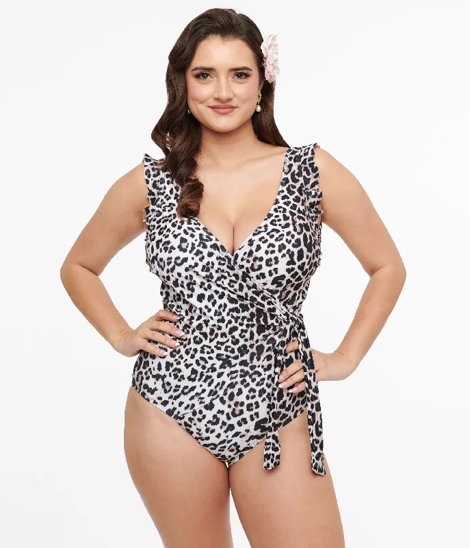 Cheetah Print Wrap One Piece Swimsuit Laid - back Women's Vibe