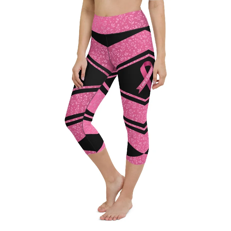 Pink Ribbon Warrior Yoga Capris Edgy Women's Punk