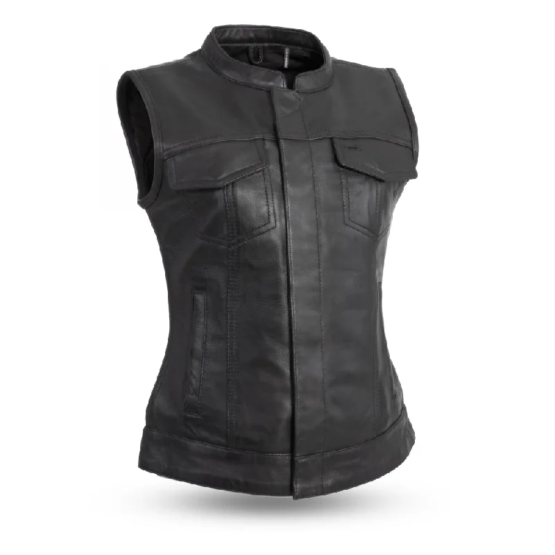 Ludlow Women's Motorcycle Leather Vest Feminine Women's Soft 