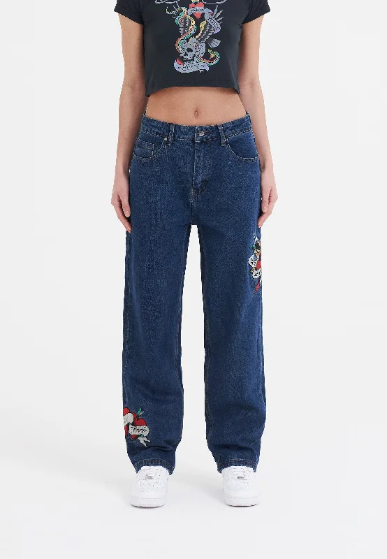 Womens True-Til-Death Relaxed Fit Denim Trousers Jeans - Indigo Dynamic Women's High - energy Womens True-Til-Death Relaxed Fit Denim Trousers Jeans - Indigo Dynamic Women's High - energy