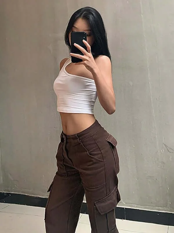 Casual Wide Leg Women Cargo Pants Youthful Women's Anime - inspired