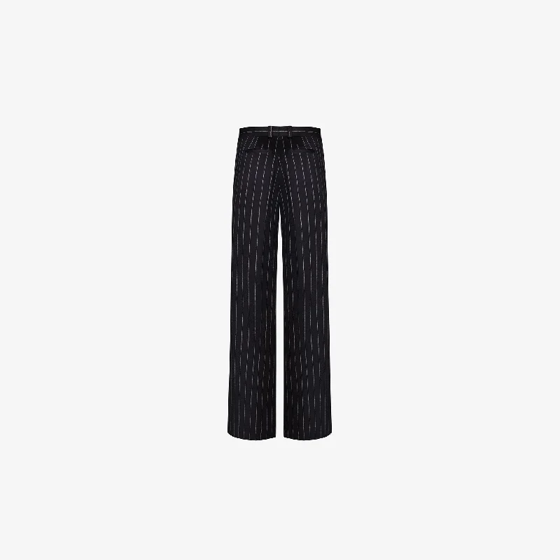 LOOSE-FIT PANTS IN STRIPED CASHMERE Sophisticated Women's Tailored