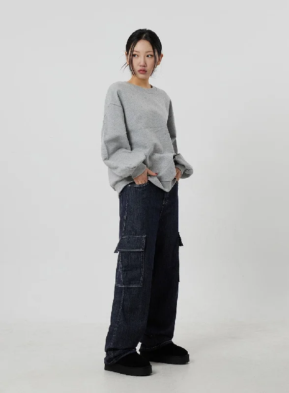 Wide Cargo Jeans CF302 Edgy Women's Punk