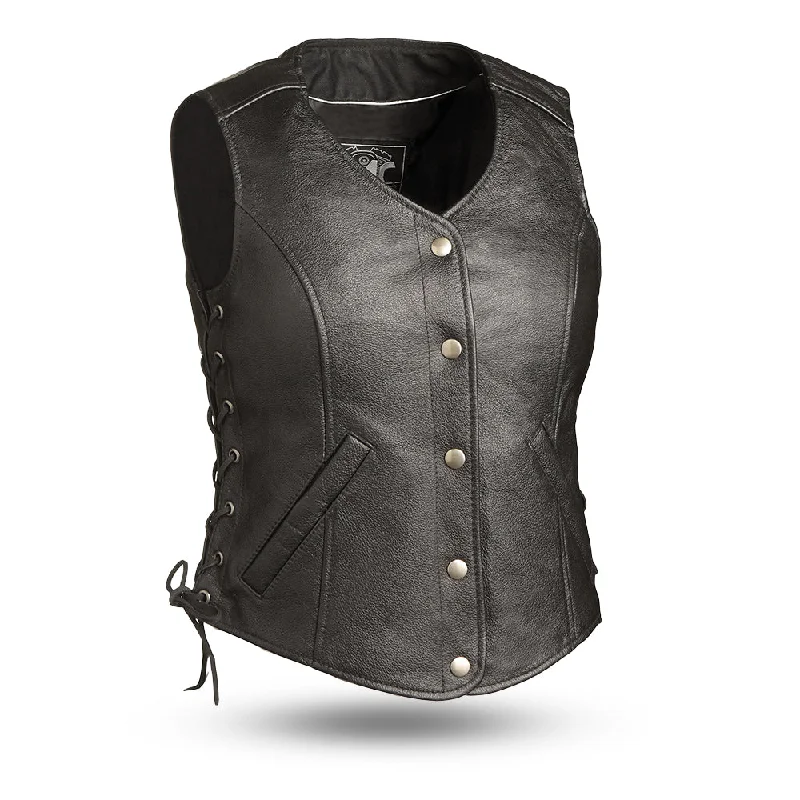 Honey Badger Women's Motorcycle Leather Vest Refined Women's Hand - crafted