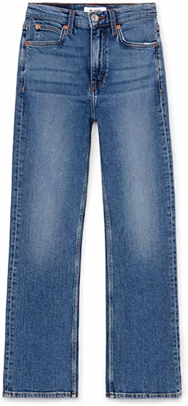 Women Mid 70S Crop Boot Cut Jeans In Blue Casual Women's Loose - fitting