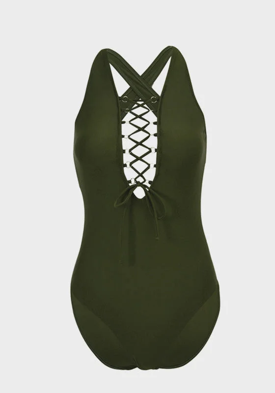 Devoci Strap V Neck One Piece Stylish Women's Tropical 