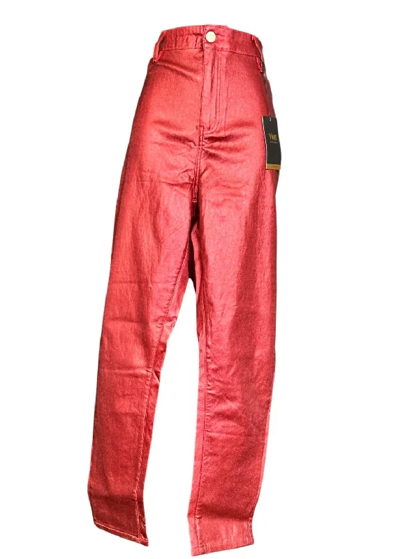 Women's Metallic Jeans In Rust Compression