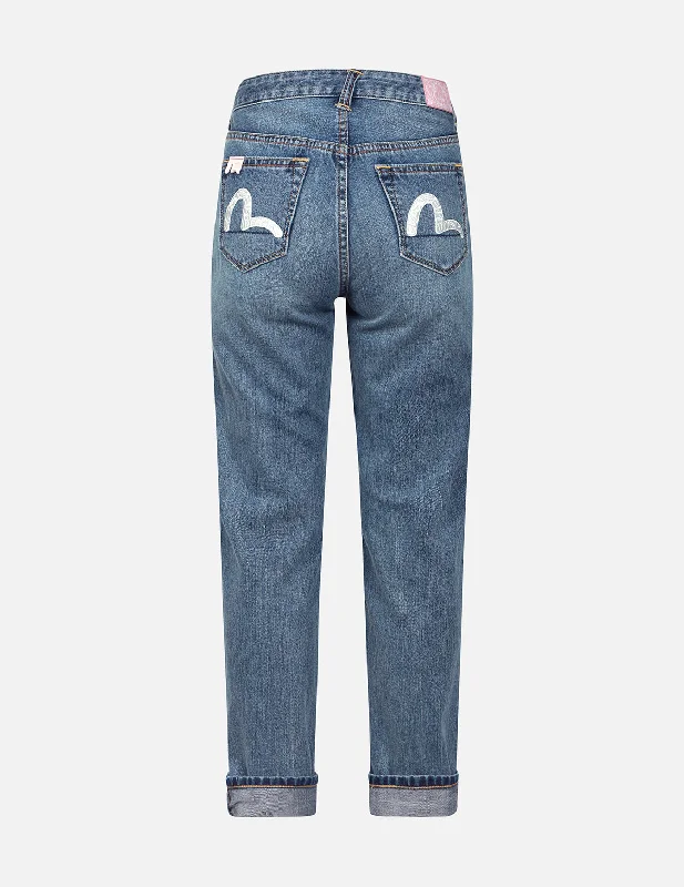 Seagull Embroidery Straight Fit Jeans Scandinavian