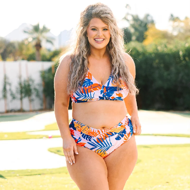 Oceans Of Love Swim Top, Orange Floral Dynamic Women's Moto