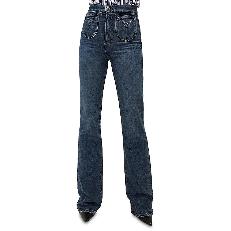 Crosbie Womens High Rise Denim Wide Leg Jeans Classic Women's Pin - striped