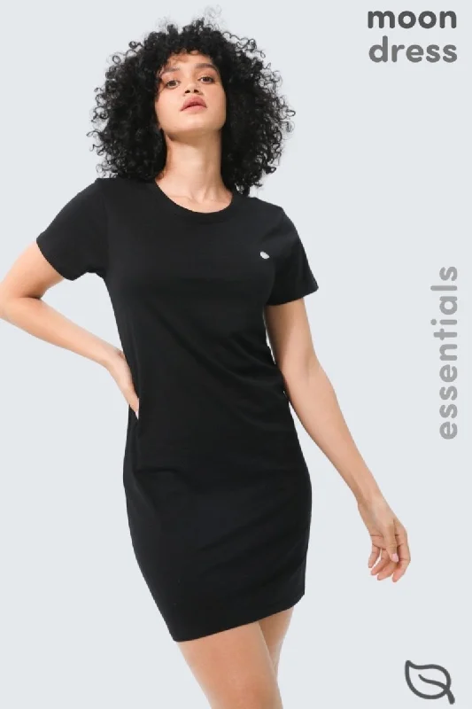 W Moon Air Organic Cotton Dress - Black Bold Women's Statement