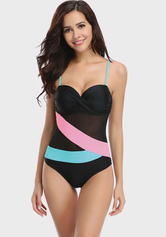 Lenia Mesh Staggered One Piece Cashmere