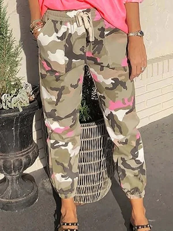 Casual Mid Waist Camouflage Women Pants Cozy Women's Sherpa - lined