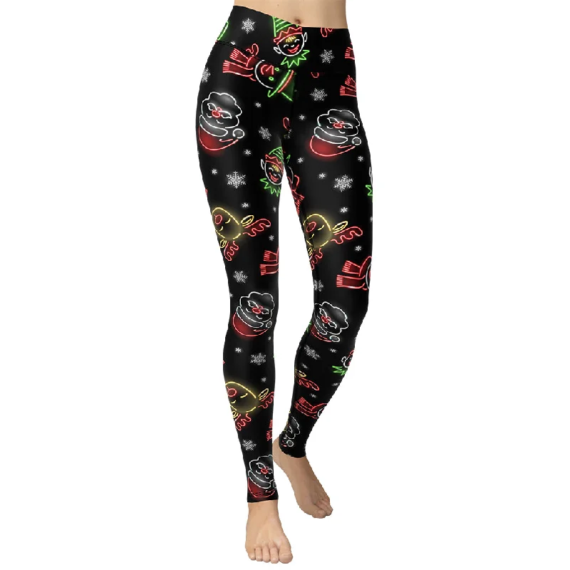 Neon Christmas Yoga Leggings Elegant Women's Formal 