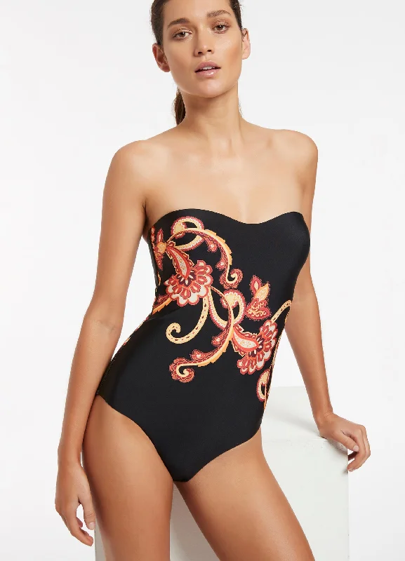 Silk Road Bandeau One Piece - Black Refined Women's 