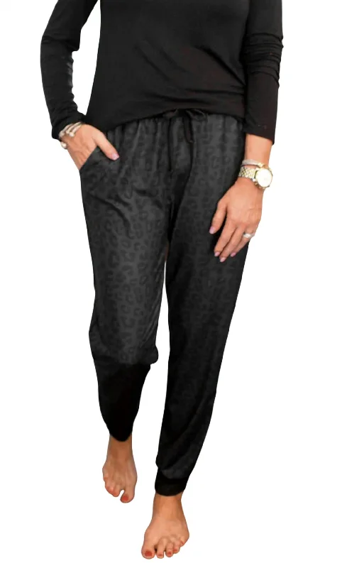 Leopard Jogger In Black Practical Women's Quick - dry