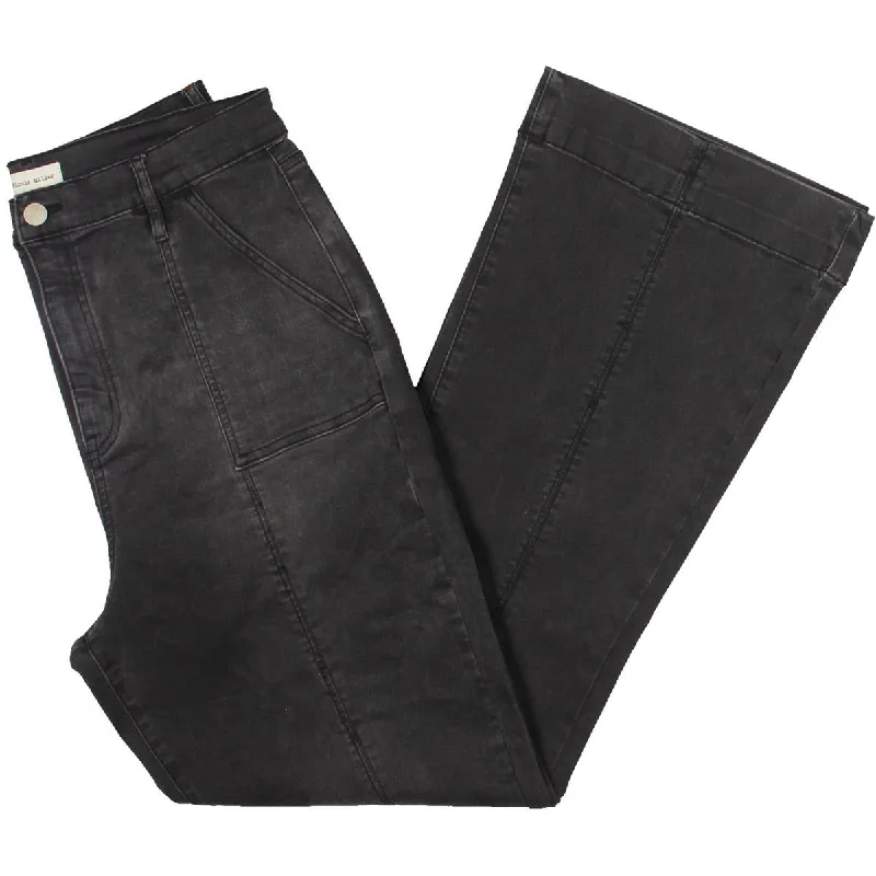 Womens Pockets Flare High-Waisted Pants Trendy Women's 