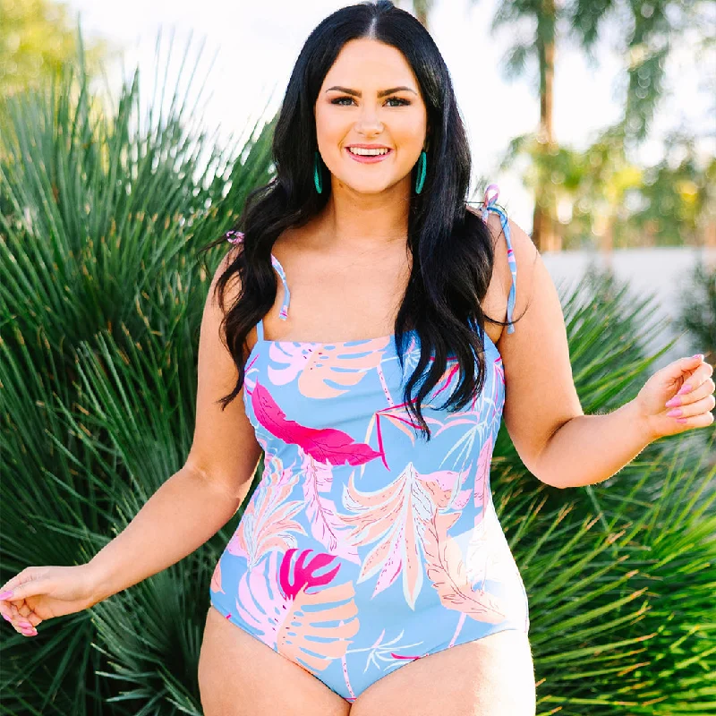 Seaside Sweetheart Swimsuit, Blue Floral Country