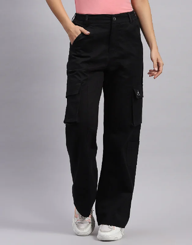 Women Black Solid Regular Fit Trouser Rugged Women's Outdoor 