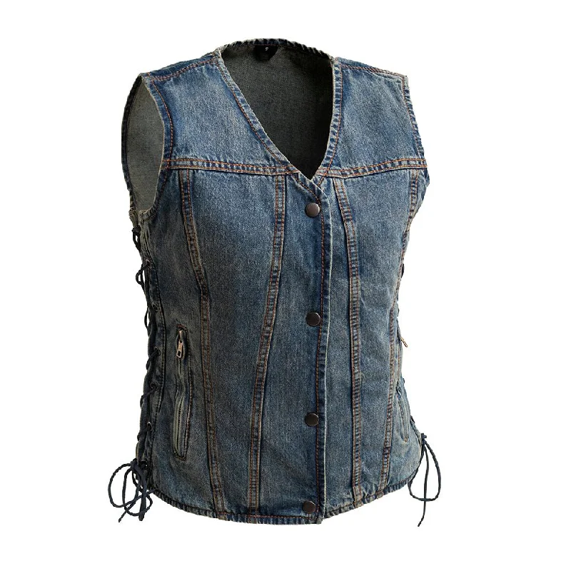 Tiff Women's Motorcycle Denim Vest Bold Women's Statement