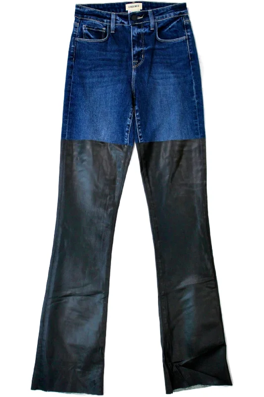 L'Agence - Coated Contrast Jeans Classic Women's Pin - striped