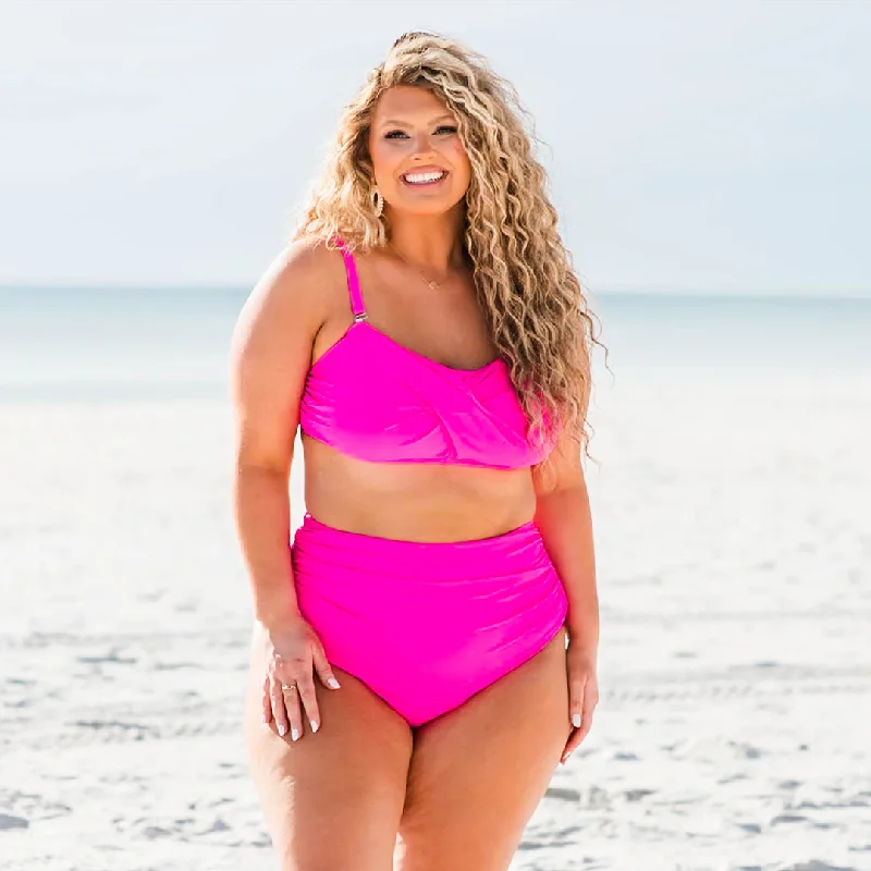 Proceed Into Paradise Swim Bottom, Neon Pink Luxurious Women's High -  end