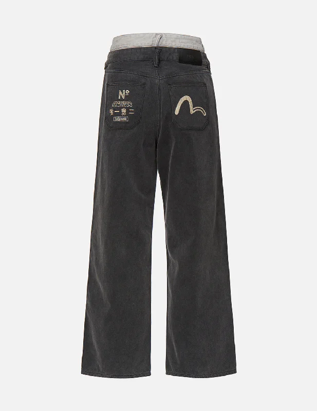 Double Waistband Wide Leg Jeans Artistic Women's Avant - 