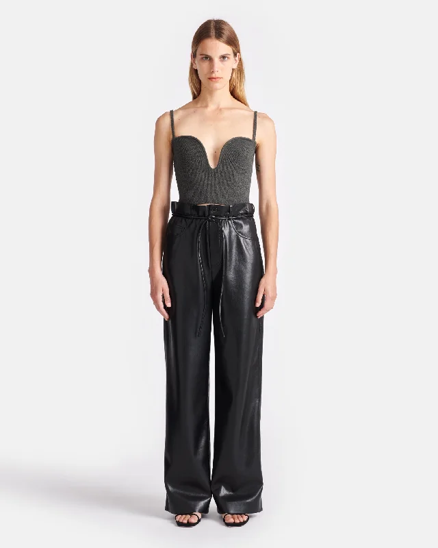 Sato - Belted Okobor™ Alt-Leather Pants - Black Business