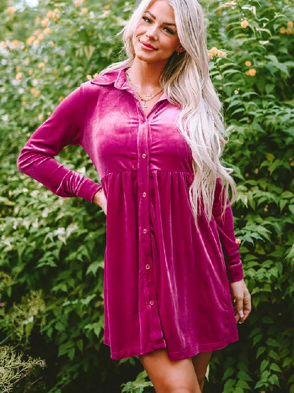 Collared Neck Buttoned Mini Dress Sustainable Organic