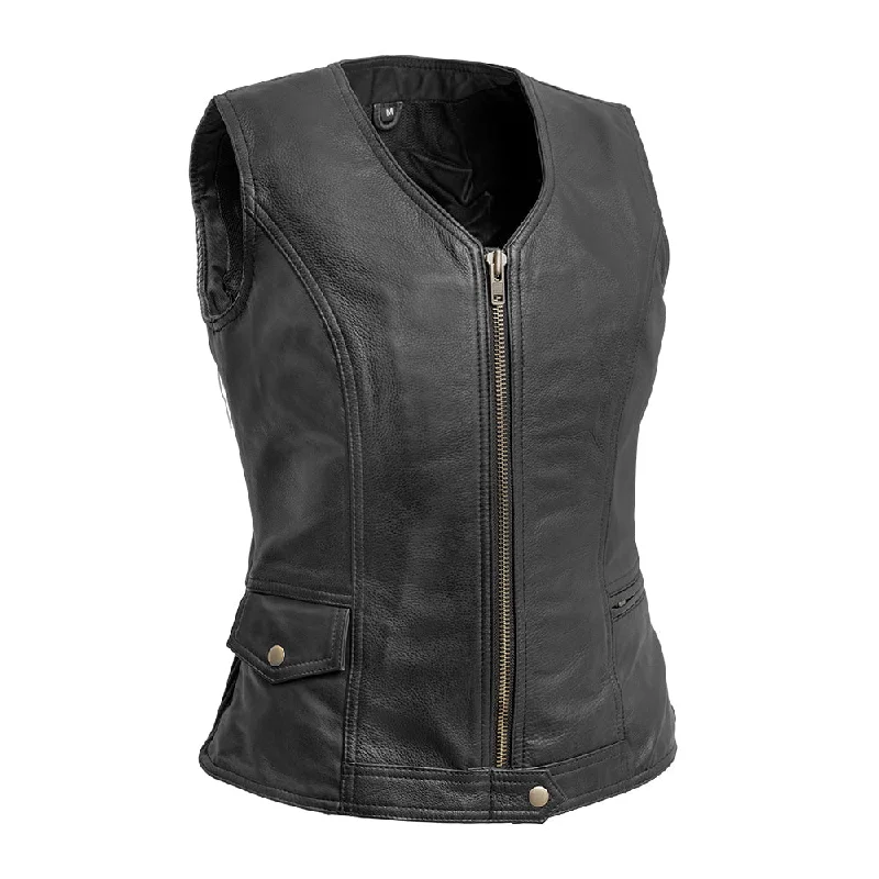 Lolita - Women's Motorcycle Leather Vest Sophisticated Women's Tailored