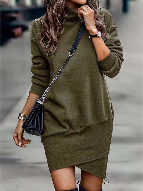 Round Neck Long Sleeve Mini Dress Confident Women's High - fashion