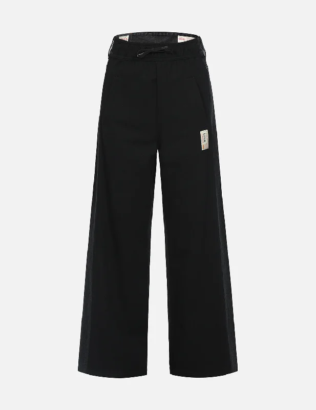 Denim and Terry Reconstructed Wide-Leg Jeans Feminine Women's Soft 