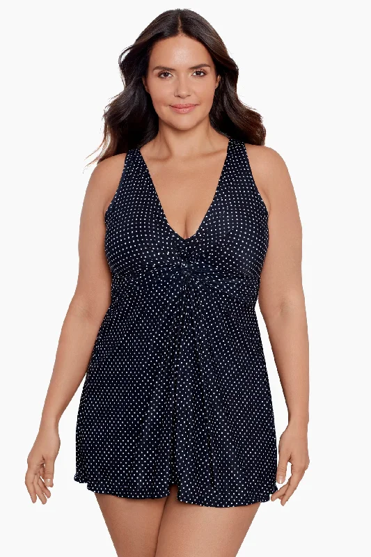 Plus Size Pin Point Marais One Piece Swim Dress Preppy Women's College