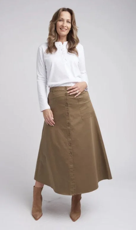 Brown Buttoned Aline skirt Adventure