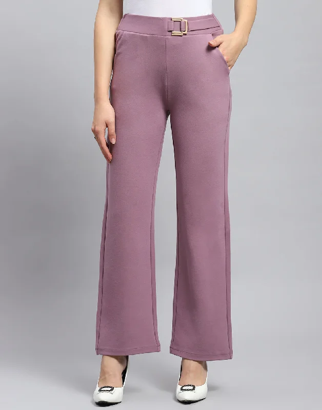 Women Mauve Solid Regular Fit Trouser Vintage Women's 1970S 