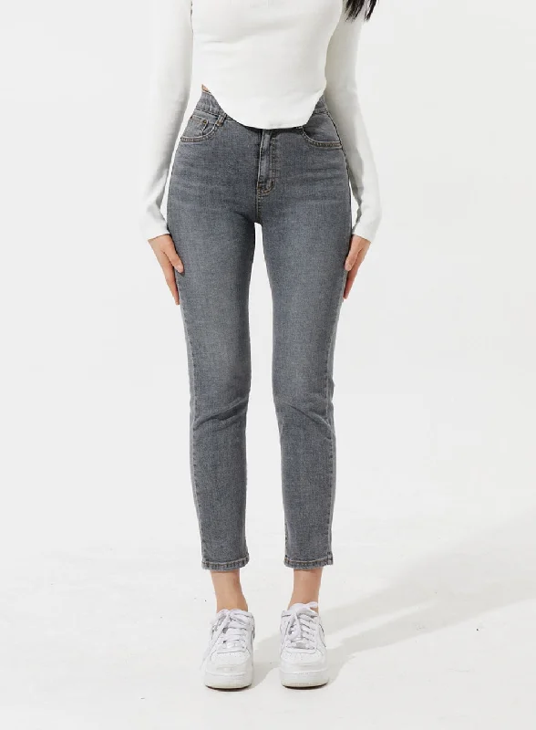 High Waist Ankle Jeans IM307 Tough Women's Military - inspired
